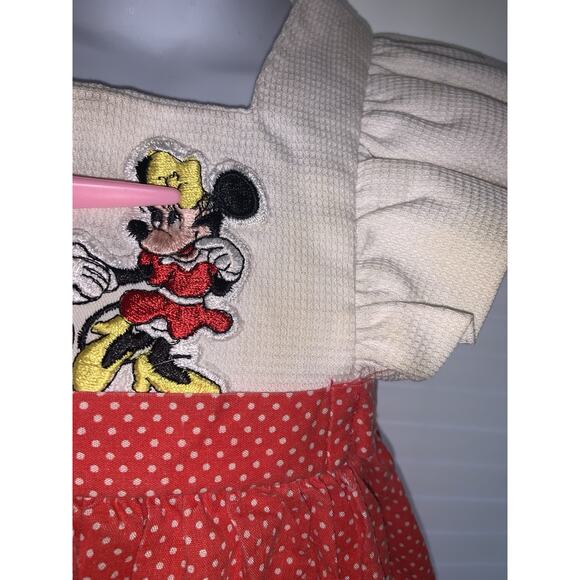 Vintage Kids Baby Walt Disney Productions Minnie & Mickey Mouse Red & Ivory 2T - Picture 8 of 12